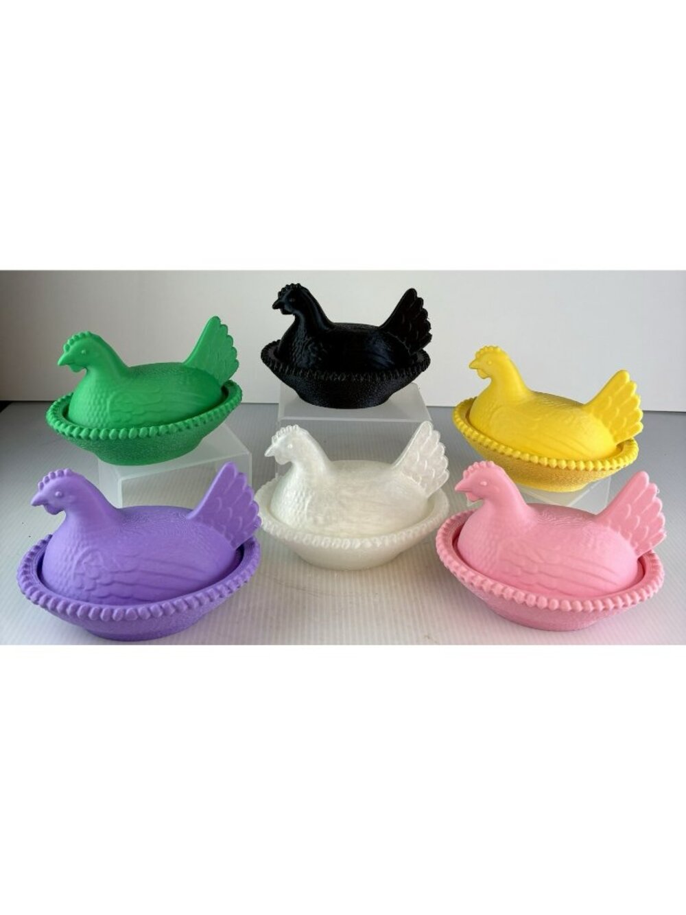 3D Printed Hen on Nest Figurine Trinket Dish Vtg Inspired ~6x4" Pick Color